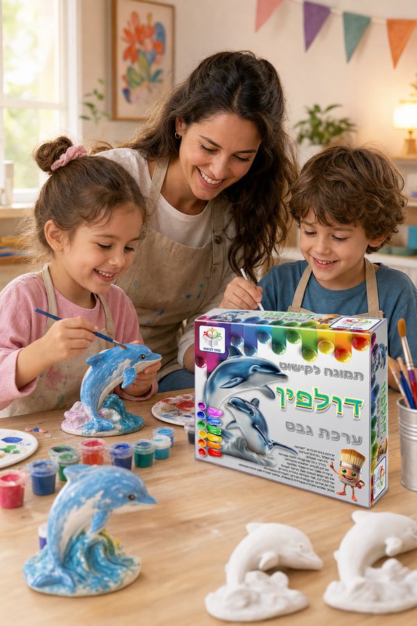 ערכת גבס דולפין - ערכת יצירה לילדים לעיצוב וצביעה