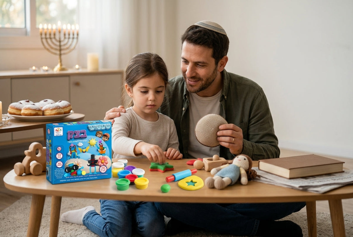 הורה ישראלי עוזר לילדה לבחור מתנת חנוכה לפי המשחקים שהיא אוהבת