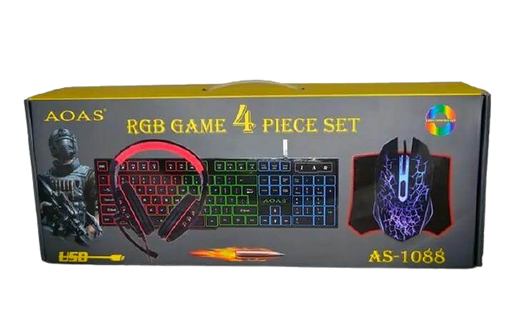 סט RGB | ארבעה חלקים | מקלדת | אוזניות | משטח עכבר S750 | מקלדת גיימינג