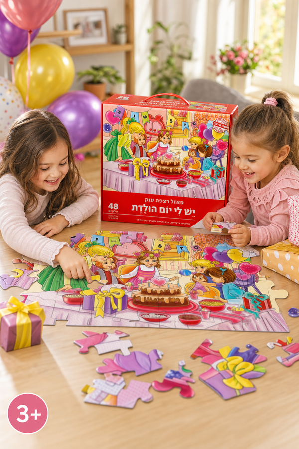 פאזל רצפה ענק - יש לי יום הולדת - בנות - 48 חלקים