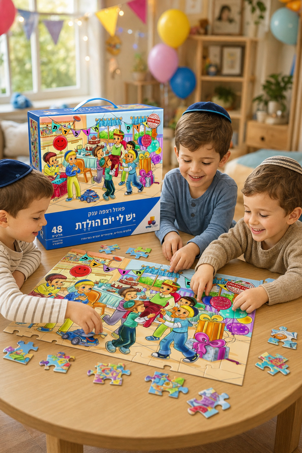 פאזל רצפה ענק - יש לי יום הולדת - בנים - 48 חלקים