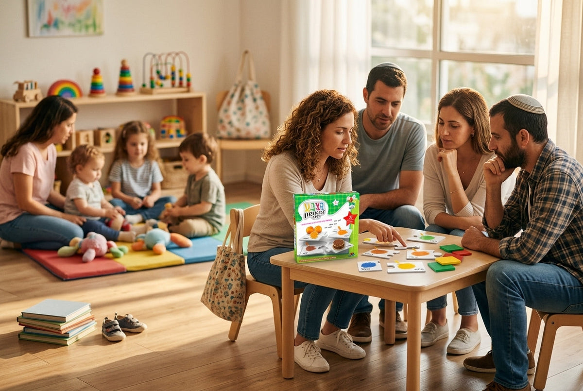 הורים בוועד גן בודקים מתנה אחידה לקבוצה מעורבת גיל