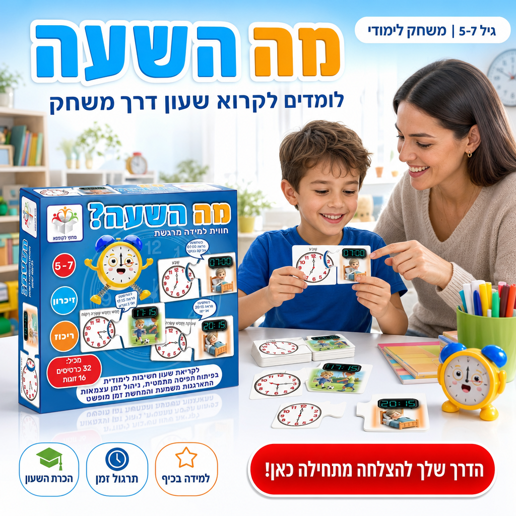 משחק מה השעה ללימוד קריאת שעון לילדים
