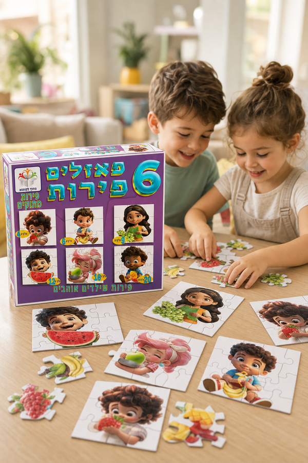6 פאזלים בקופסא פירות