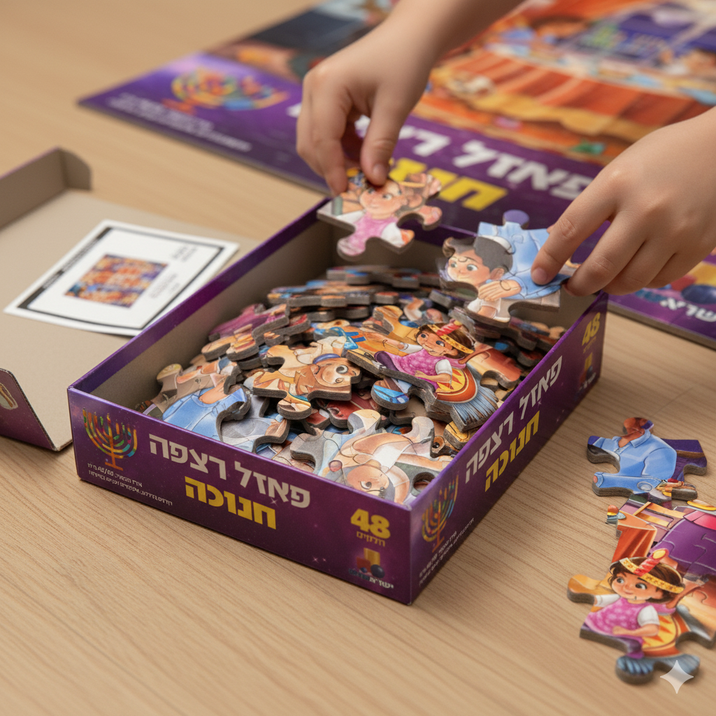 פאזל רצפה חנוכה 48 חלקים - ענק ומרהיב לילדים
