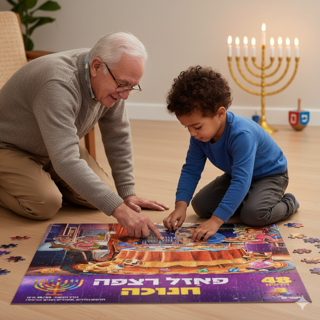 פאזל רצפה חנוכה 48 חלקים - ענק ומרהיב לילדים