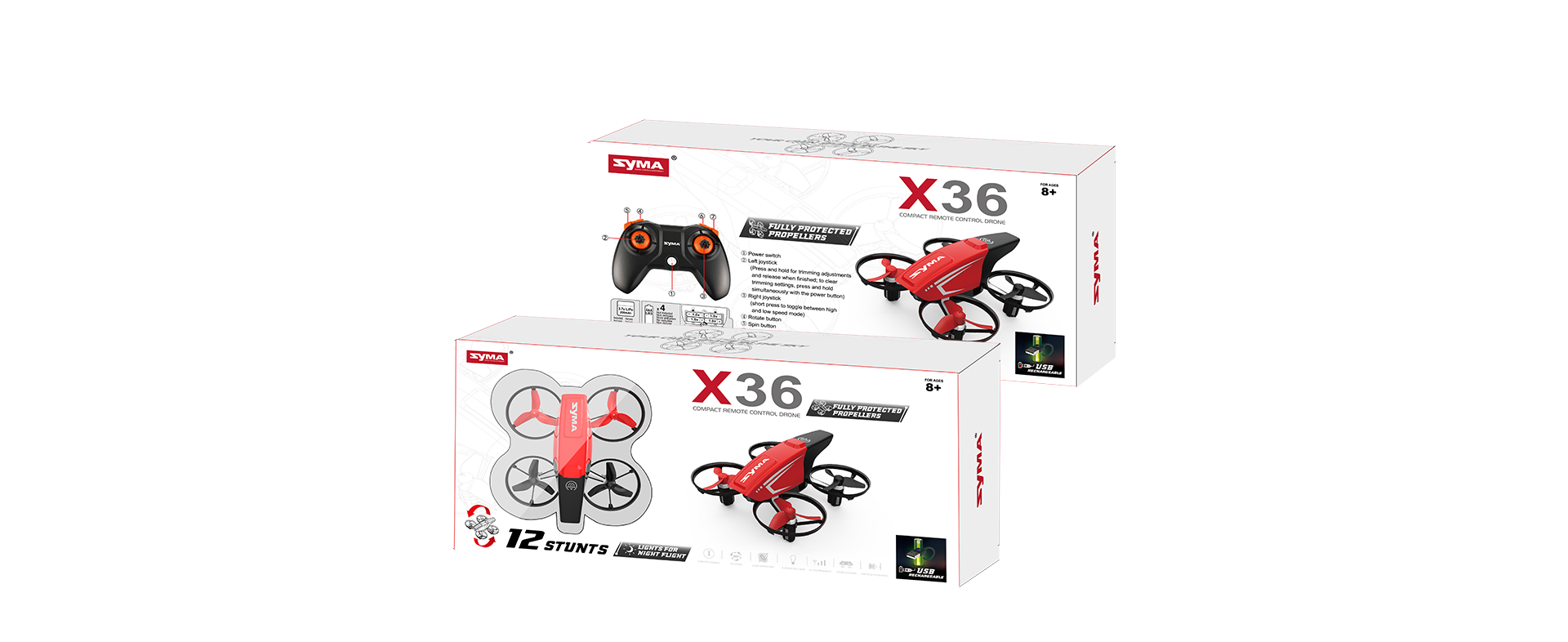 רחפן SYMA X36 – מיקרו ללא מצלמה (10 ס״מ) עם שמירת גובה והמראה/נחיתה אוטומטית