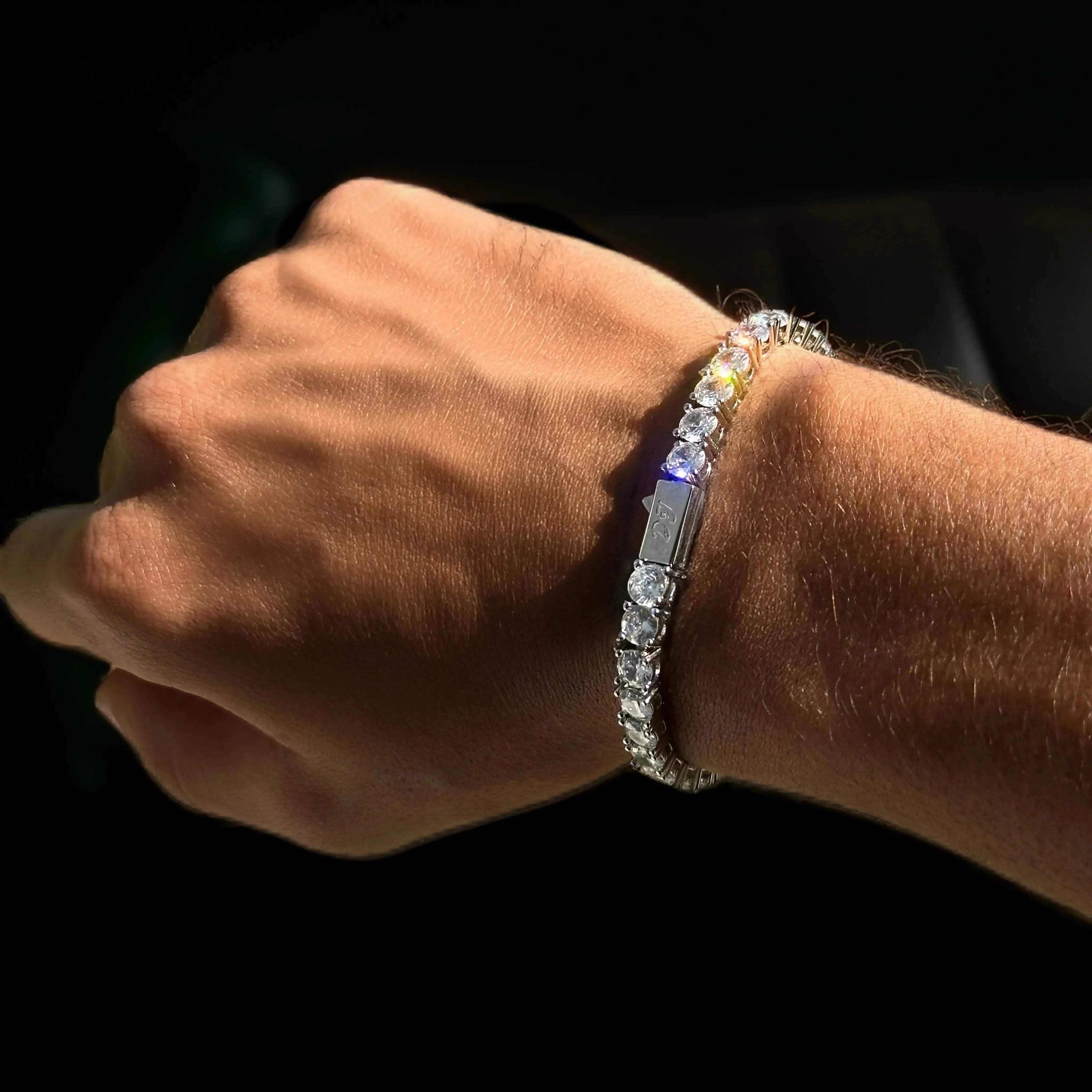 צמיד טניס לגבר זהב לבן