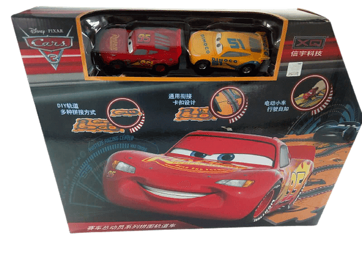סט CARS | מסלול מכוניות | 2 רכבים | משחק תחרותי ומהנה לילדים | דיסני